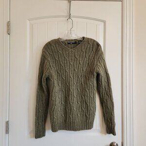 Cable Knit Olive Green Wool Sweater By Polo Sport Ralph Lauren Size L